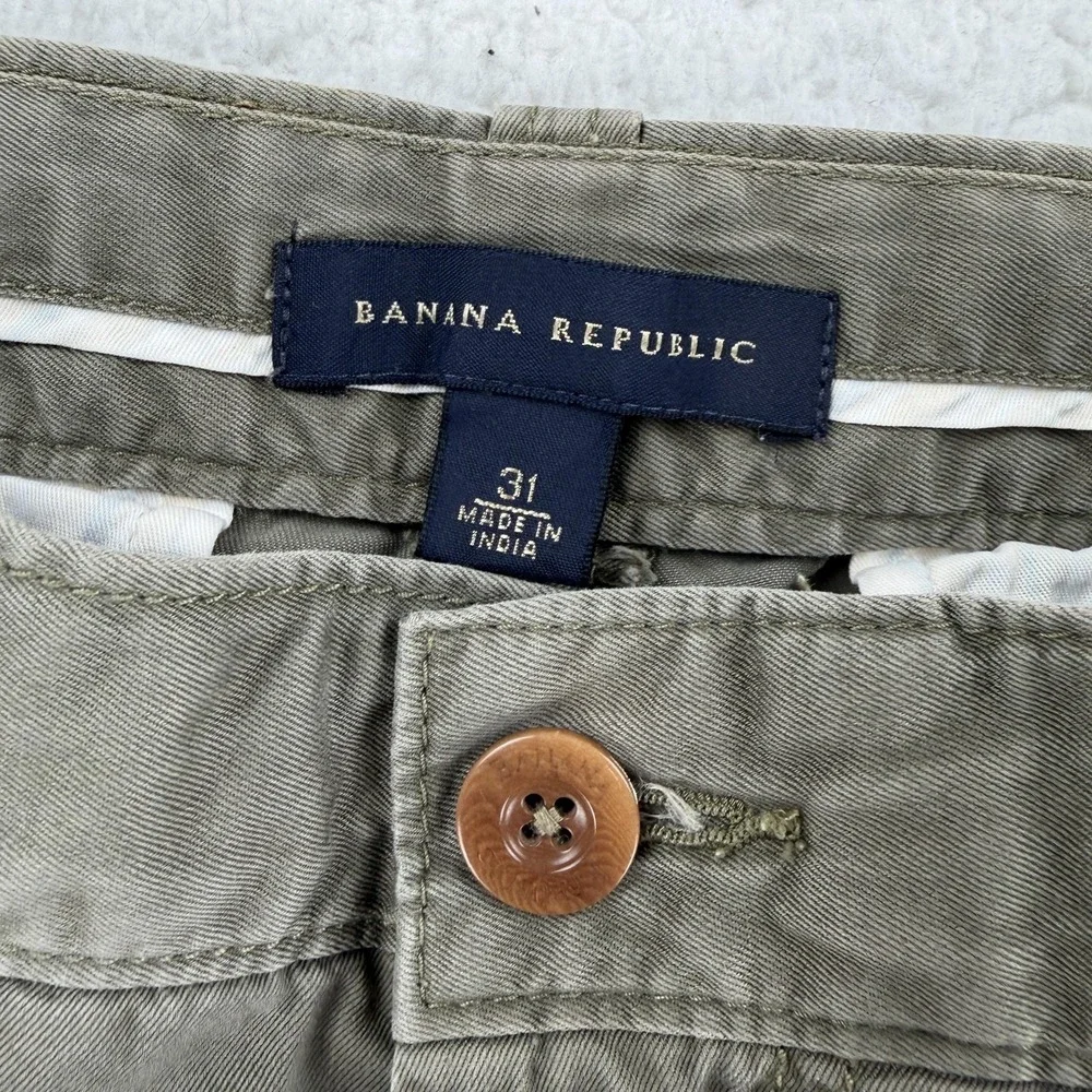 Banana Republic Shorts Mens 31 Green Chino Flat Front Cotton Casual Summer‎